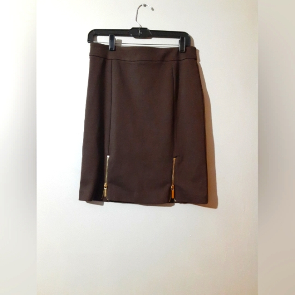 Michael Michael Kors NWT  Brown Knee-Length Pencil Skirt with Zip Slit Size 6
